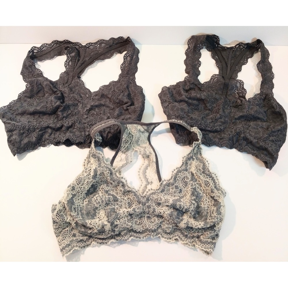 Felina Racerback Bralette Lot, Women's Bra, Small, Gray Racerback T-Back